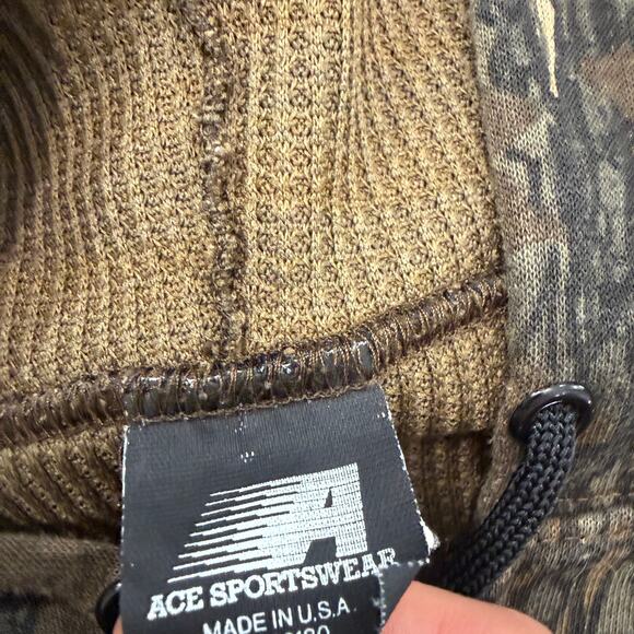 Vintage Ace Sportswear Camo Full Zip Hoodie Men's Medium Green Camouflage 90s - Picture 4 of 8